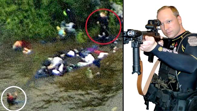 Anders Behring Breivik, ripreso dagli elicotteri mentre sterminava la gioventù del Partito Laburista Norvegese