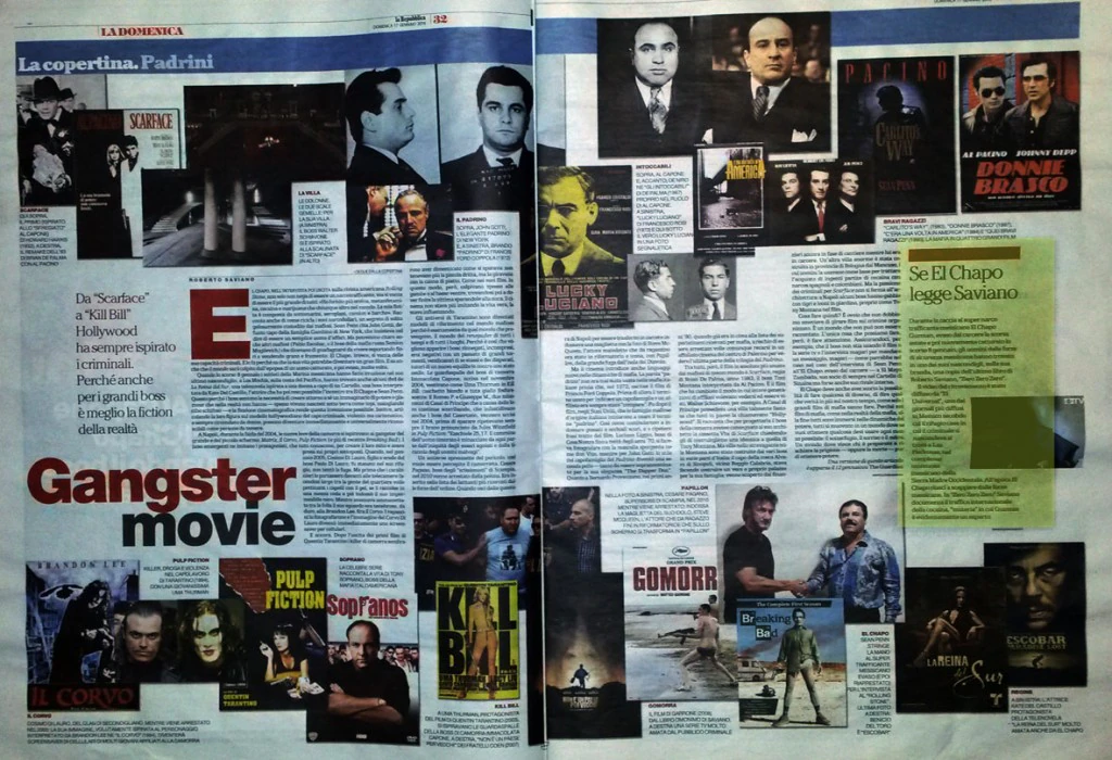 le due pagine interne dell'articolo di Saviano