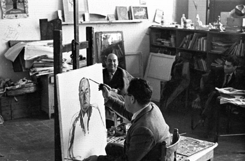 nello Trombadori : Pablo Neruda nello studio di Guttuso- una delle foto del libro