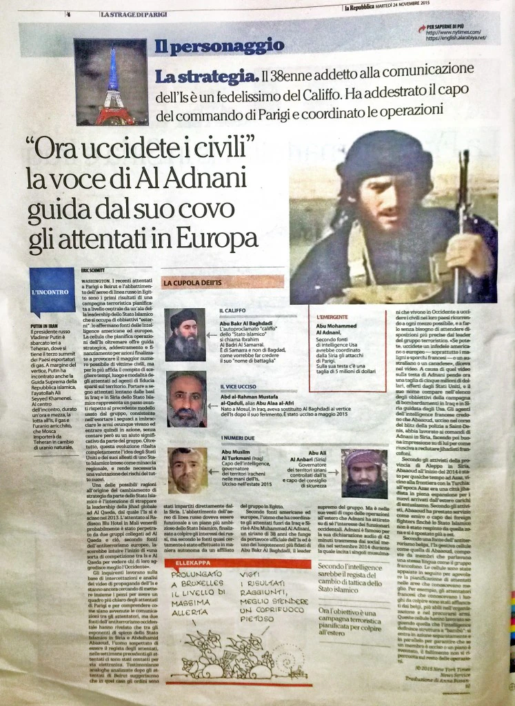 la stampa e il culto della personalità dei terroristi : IL PERSONAGGIO - La Repubblica- "ordine militare "e ora uccidete i civili. Quasi 3 milioni di copie. la domanda è: è lecita questa cinico mercato che moltiplica la probabilità di questi eventi? Notiamo-amara ironia- che il personaggio in questione è addetto proprio alla comunicazione: e come comunica bene dalle colonne di La Repubblica no?