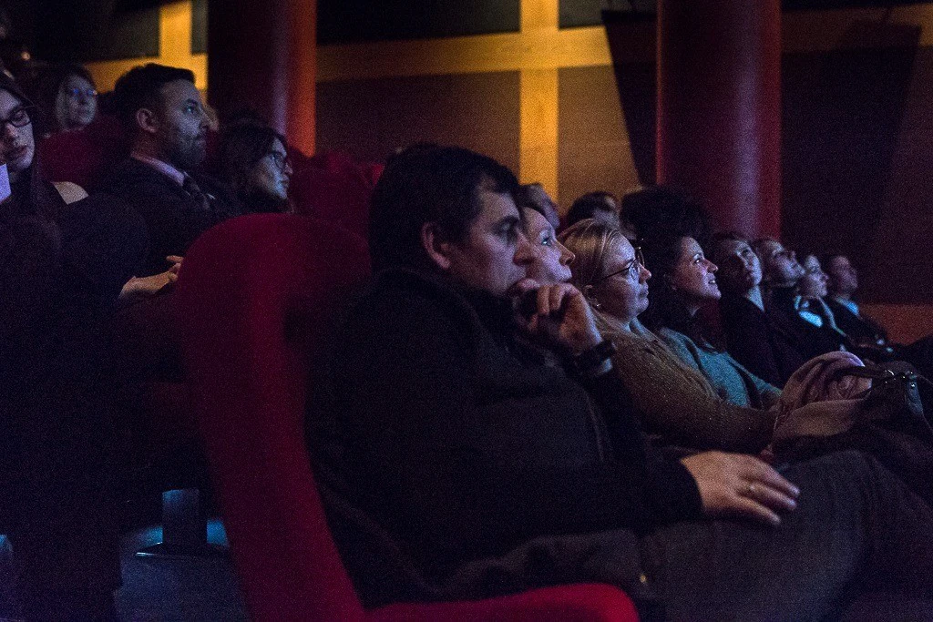 durante la proiezione del film ieri