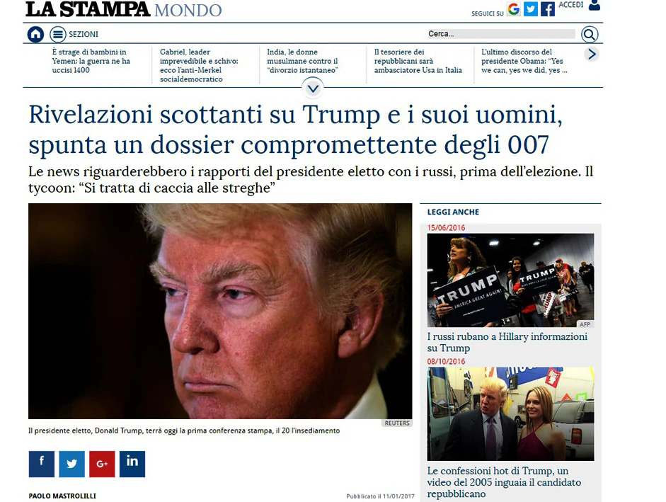 Information Warfare : articolo della Stampa sui presunti dossier
