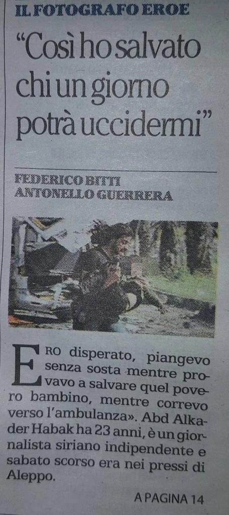 La civetta dell'articolo de La Repubblica sul fotoghrafo sunnita che avrebbe Salvato un bambino sciita