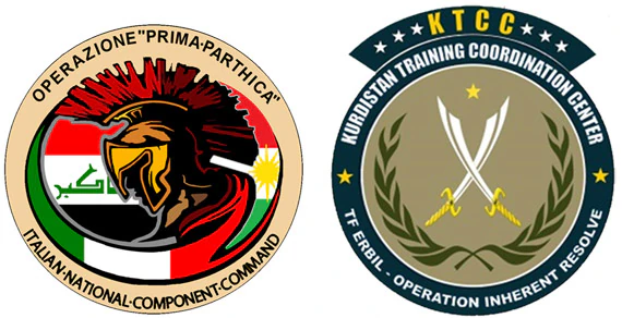 Lo stemma di una missione militare italiana sul sito della difesa. Una estetica molto di pace, con elmi e spade.