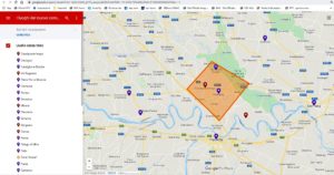 mappa di diffusione e morfologia dell'area di focolaio del Po lodigiano