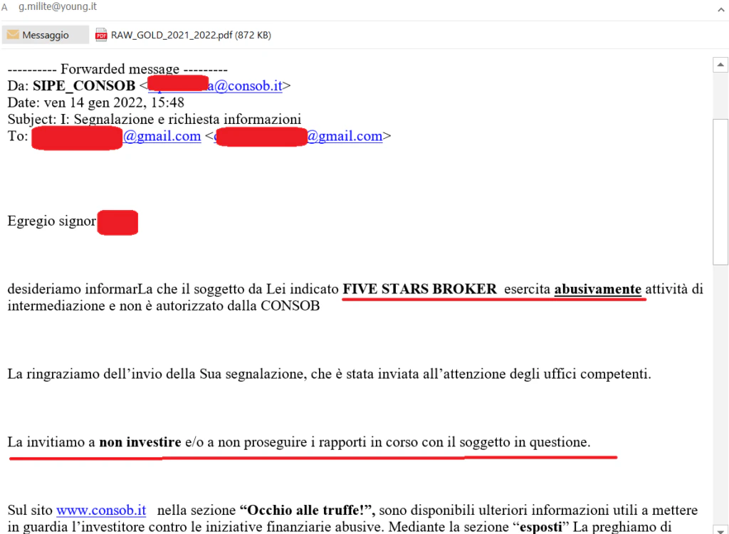 Matteo Saba scam oro grezzo