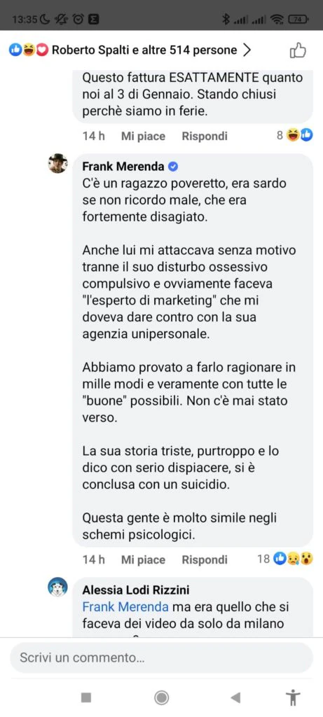 Frank Merenda insulta Andrea Doro