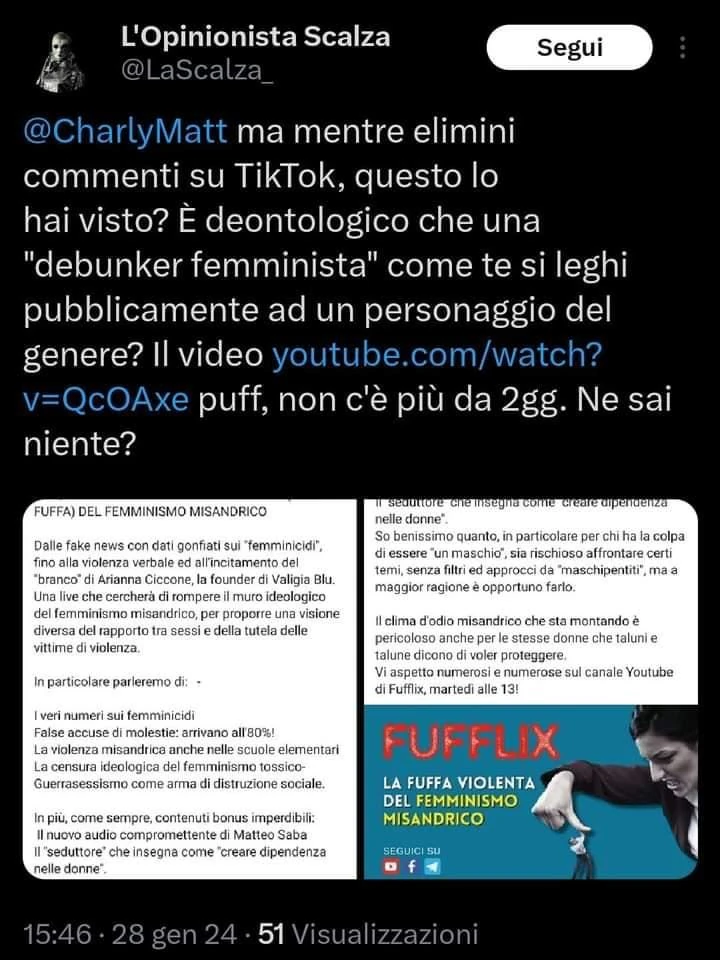 Opinionista Scalza contro Charlotte Matteini