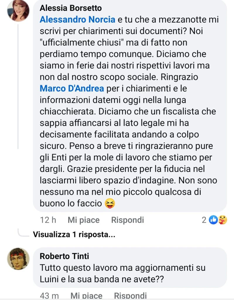 Alessia Borsetto ringrazia Marco D'Andrea